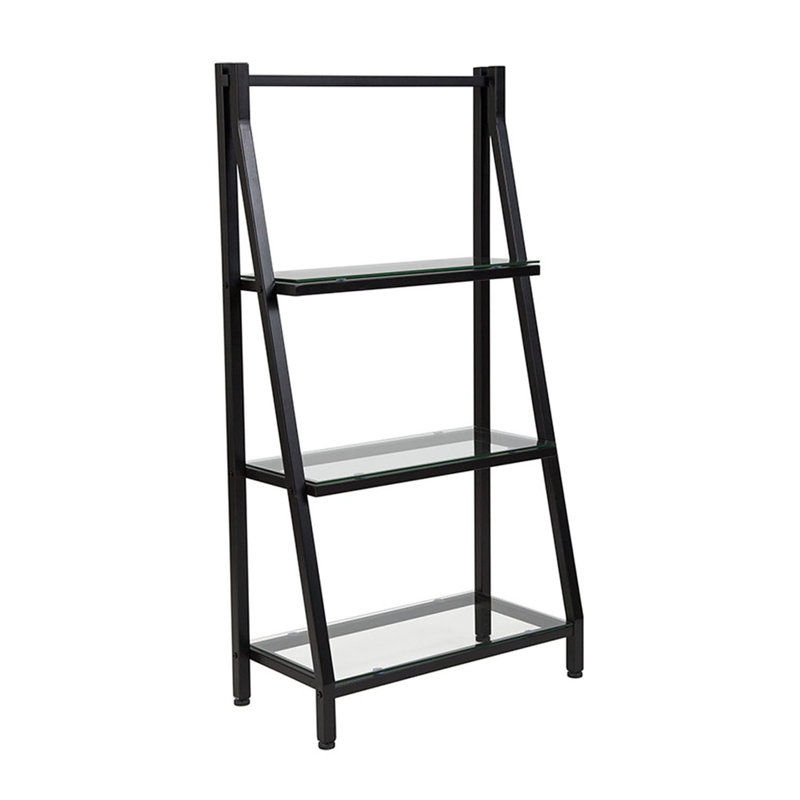 Ebern Designs Andrielle Glass Ladder Bookcase Wayfair